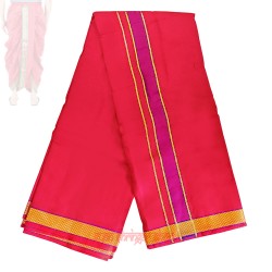 Devotional Priest Maroon Cotton Dhoti Shawl (Angavastram) Set with Golden Border Buy Online 
