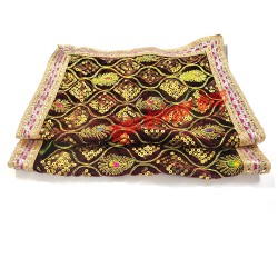 Hand Embroidered Maroon Velvet Chunri