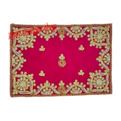 Golden Embroidered Magenta Color Puja Aasan
