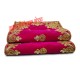 Golden Embroidered Magenta Color Puja Aasan