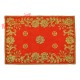 Golden Embroidered Orange Color Velvet Puja Aasan