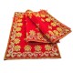 Red Velvet Puja Aasan with Floral Embroidered 
