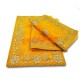 Yellow Color Velvet Puja Aasan With Golden Embroidered