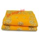 Yellow Color Velvet Puja Aasan With Golden Embroidered