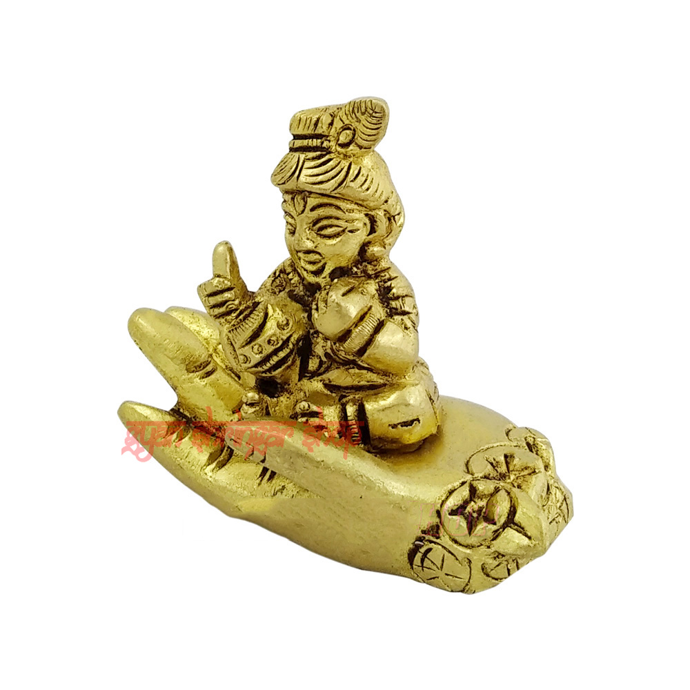 Baby Krishna on Hand Idol in Brass