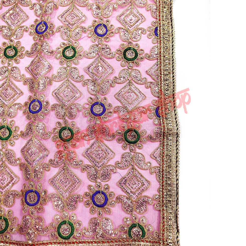 Flower Embroidery Chunari Magenta Color For Devi
