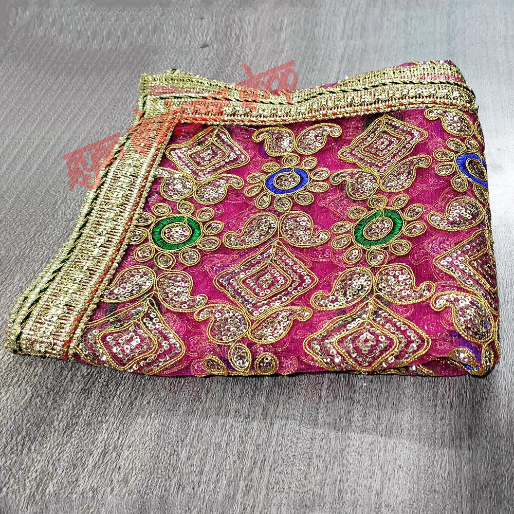 Flower Embroidery Chunari Magenta Color For Devi