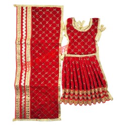 Premium Velvet Lehenga Choli & Dupatta Dress for Goddess Idol Shringar