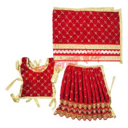Premium Velvet Lehenga Choli & Dupatta Dress for Goddess Idol Shringar