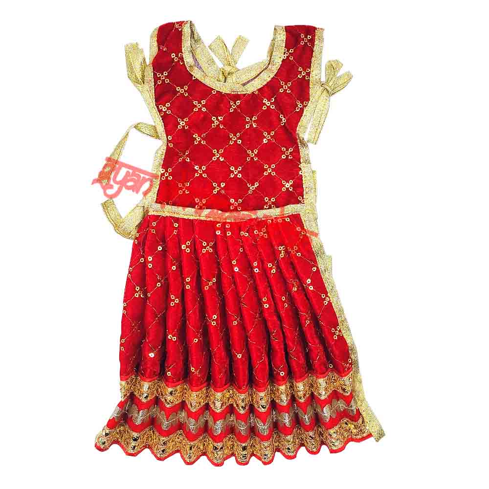 Premium Velvet Lehenga Choli & Dupatta Dress for Goddess Idol Shringar