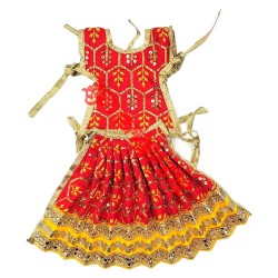 Embroidered Devi Mata Choli, Lehenga & Dupatta Dress Set for Idol Shringar