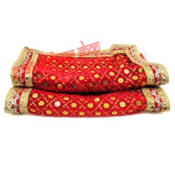 Floral Embroidered Red Velvet Pooja Aasan