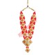 Traditional Red Pearl & Diamond Stone Haar for Idol Shringar – 9.5 Inches