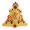 Golden God Idol Mukut with Elegant Om & Leaf Motif Design
