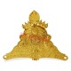 Golden God Idol Mukut with Elegant Om & Leaf Motif Design