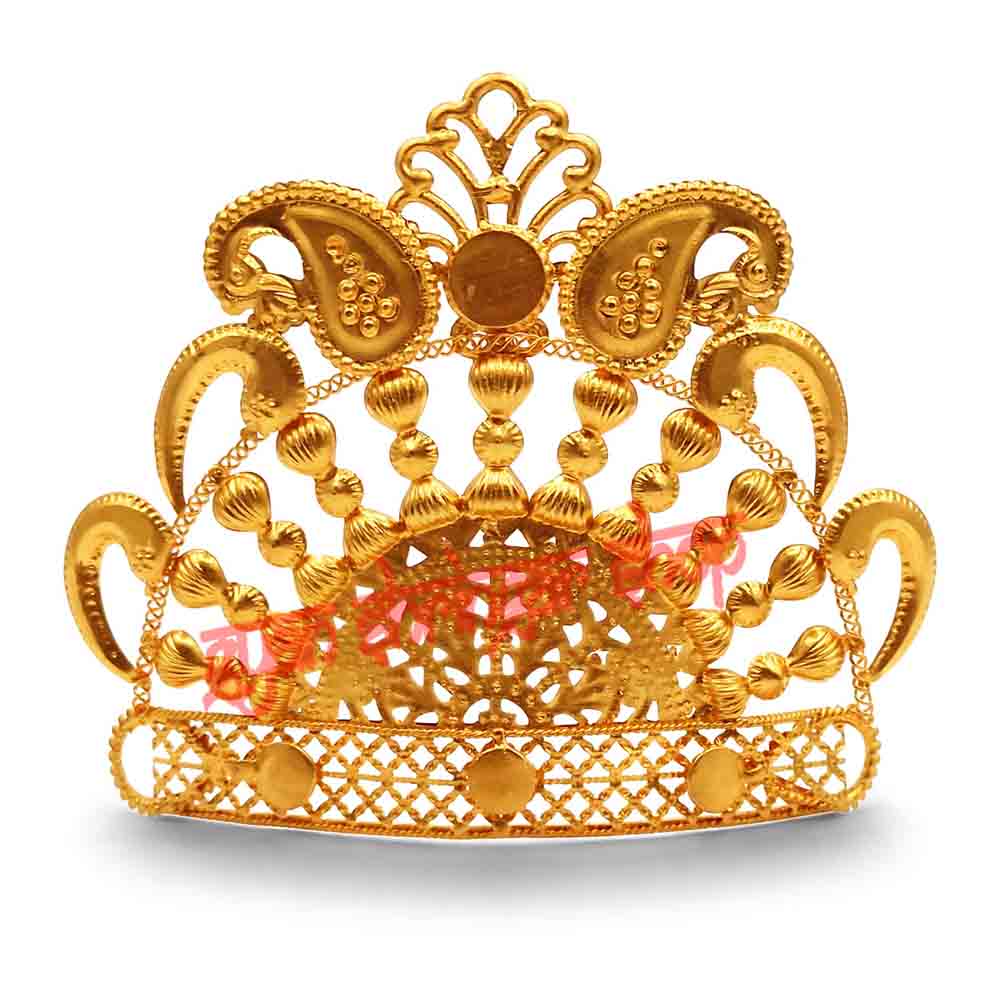Golden Multicolor Stone-Studded Mukut for God & Goddess Idols