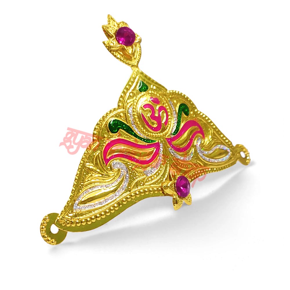 Golden Mukut with Om/ Lotus Design for God Idol