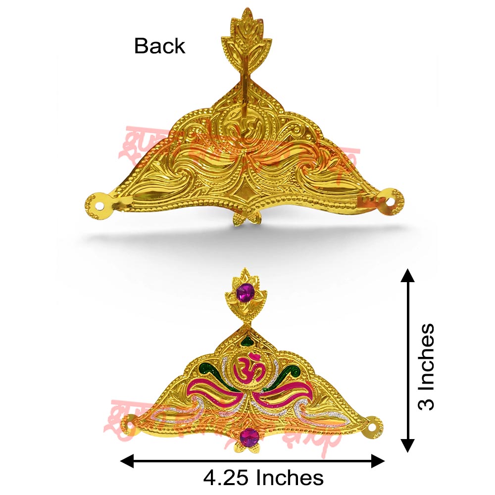 Golden Mukut with Om/ Lotus Design for God Idol