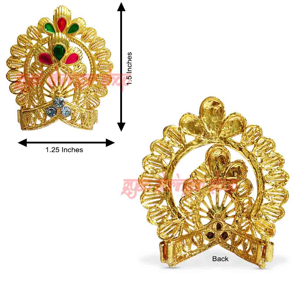 Divine Golden Stone-Studded Mukut for God & Goddess Idols