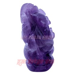Shiv Putra Ganpati Idol in Amethyst Gemstone Buy Online
