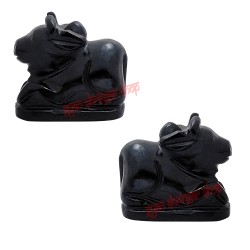 Nandi Bull Statue in Black Agate Stone Nandi Idol for Good Luck and Prosperity