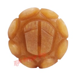 Orange Aventurine Lakshmi Charan Paduka on Lotus Flower Lotus Flower Orange Aventurine Charan Paduka, Hindu God Figure Natural Orange Aventurine
