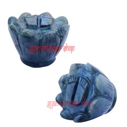 Maha Laxmi Feet (Charan) Paduka on Lotus Flower in Labradorite Gemstone Charan Paduka Hindu God Figure Natural labradorite Gemstone Home Decor 