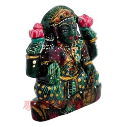 Mahalakshmi Colored Idol in Green Jade Gemstone Goddess Lakshmi Idol Decorative Showpiece 