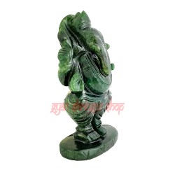 Standing Ganesha ji Idol in Green Jade Gemstone Handmade Natural Green Jade Stone God Ganesha Home Religious Statue idol Decorative Showpiece