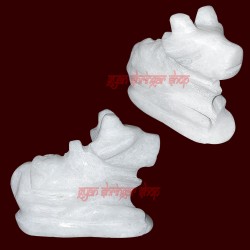 White Marble Nandi Craft Pure Marble Handcrafted White Nandi Idol Nandi Idol for Pooja Home Decorative Showpiece