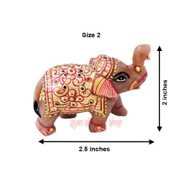 Elephant Hathi Statue Red Aventurine Gemstone Home Decor 