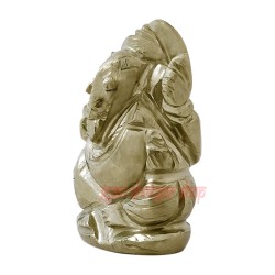 Ganpati Maharaja Statue in Golden Pyrite Stone  Ganesha Puja Mandir Home Decor