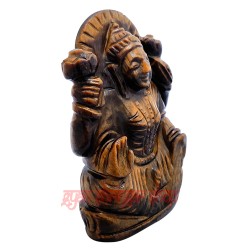 Mahalaxmi Smiling Face Murti in Tiger Eye Gemstone Handcrafted Spiritual Murti Home Decor 