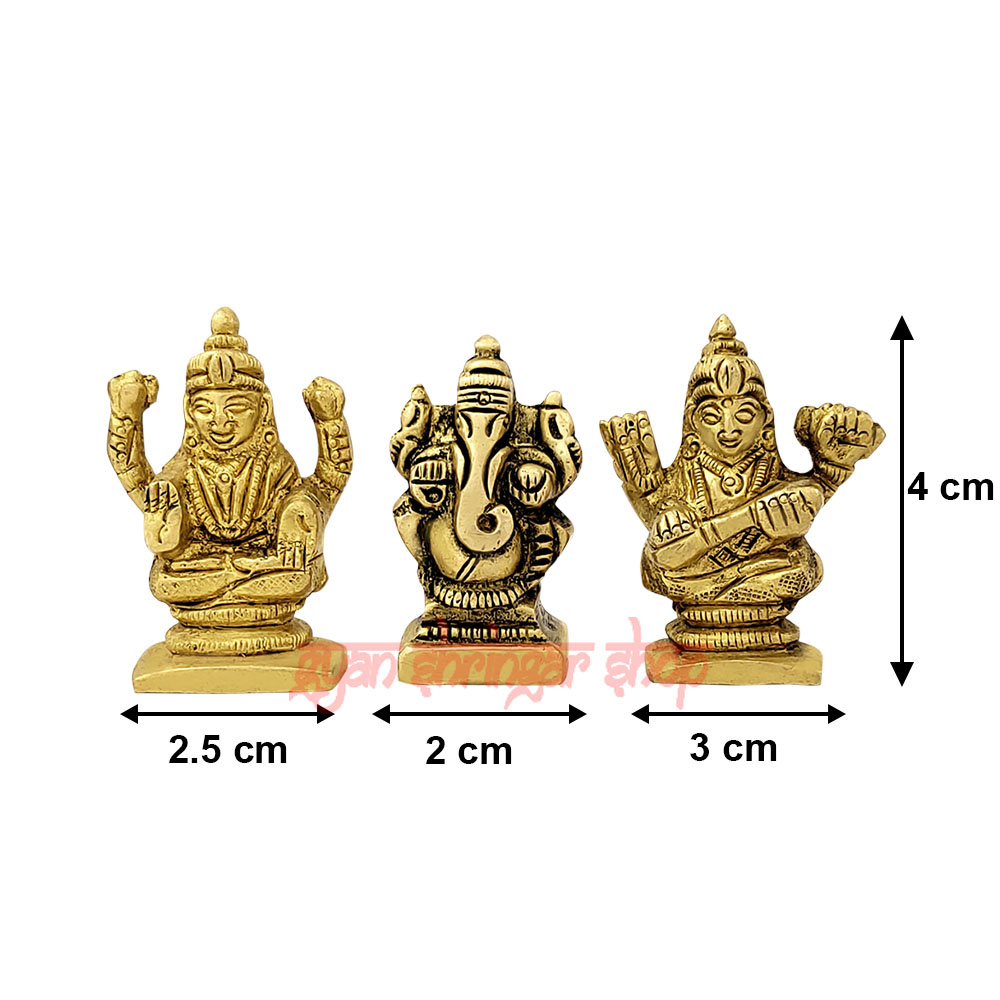 Lakshmi Ganesha & Saraswati Small Statue in Brass God Goddesses Religious Home Decor Brass Statue Ganesha Lakshmi Saraswati for Puja Lakshmi Ganesha & Saraswati Small Statue in Brass God Goddesses Religious Home Decor Brass Statue Ganesha Lakshmi Saraswati for Puja