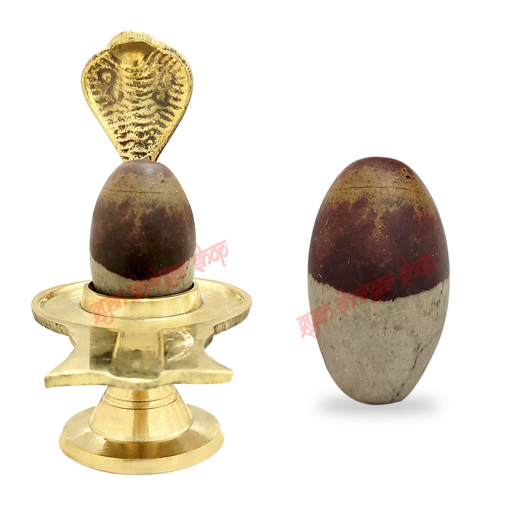 Shiv Jatadhari Narmada Shivling with Brass Yoni Base Shiv Jatadhari Narmada Shivling with Brass Yoni Base