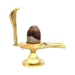 Shiv Jatadhari Narmada Shivling with Brass Yoni Base 