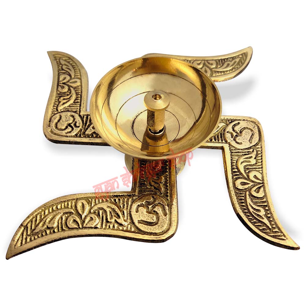 Swastika Deepam Diya in Brass / Om Diya Swastika Deepam Diya in Brass / Om Diya
