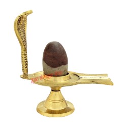 Bhuthanath Narmada River Stone Shivling with Brass Yoni Base 