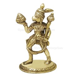 Bajarangbali Carrying Mountain Brass Statue