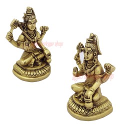 Chaturbhuj Roop of Lord Shiva Brass Murti/ Sculptures Idol of Lord Shankar/ Sitting Brass Statue of Lord Shiva