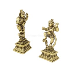Laddu Gopal Krishna Dancing on Kaliya Nag Brass Statue