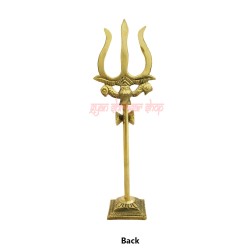 Traditional Trishul Damru with Stand Brass Statue for Car Dashboard/Puja Ghar