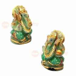 Ganesha Statue in Green Aventurine Gemstone