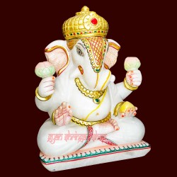 Dagdusheth Ganpati Marble Murti Shreemant Dagdusheth Statue Home Decorative Dagdusheth Ganpati Murti Figurine Religious Statue 