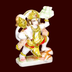 Hanuman Statue in Standing Pose in White Marble  Hanuman ji idol for Home Temple statue Showpiece Hanuman ji Décor Type Marble Hanuman Statue