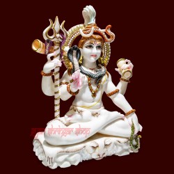Bholenath Shankar colorful Idol in White Marble Shiva Statue For Mandir, Shankar ji Statue, Hindu Deities, Marble Mahadev Idol, Religious Gift