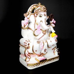 Ganpati Statue in Marble Stone Ganpati Decorative Statue, Ganesh Idol for Pooja Room, Ganesha Statue 