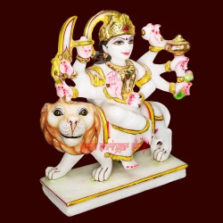 Goddess Durga Murti in White Marble Ideal for Home Decor or showpiece Home Temple puja Gift Item