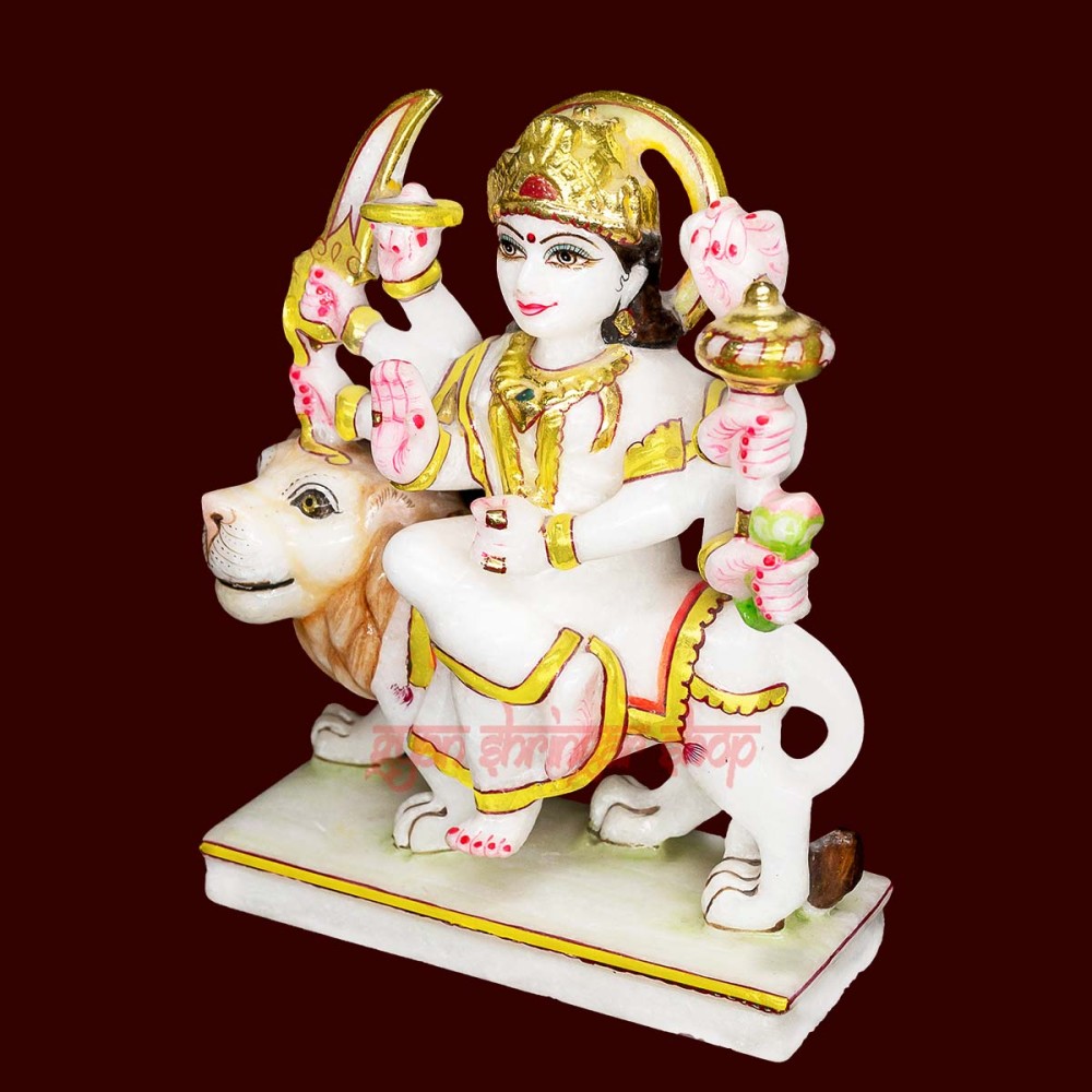 Goddess Durga Murti in White Marble Ideal for Home Decor or showpiece Home Temple puja Gift Item Goddess Durga Murti in White Marble Ideal for Home Decor or showpiece Home Temple puja Gift Item