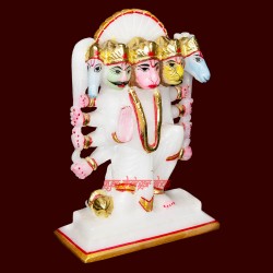 Panchmukhi Hanuman ji Statue in White Marble Panchmukhi Hanuman Ji Idol for Home Temple Statue Showpiece